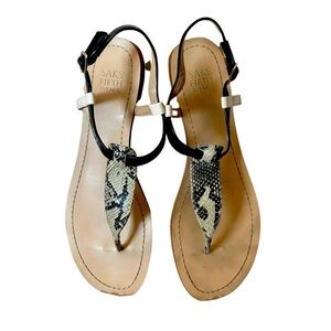 COPY - 𝅺saks Fifth Avenue Snake Print T-Strap Sandals Women 8.5.